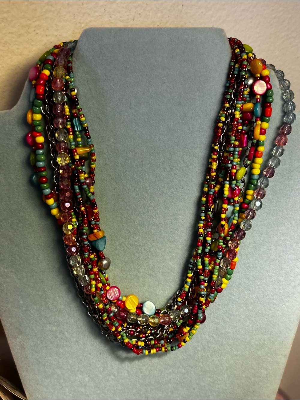 Multi-Color Colorful Candy Beaded Statement Necklace 14-18”